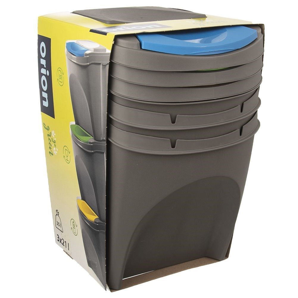 Plastic waste sorting bin 3x21 l 3 pcs.