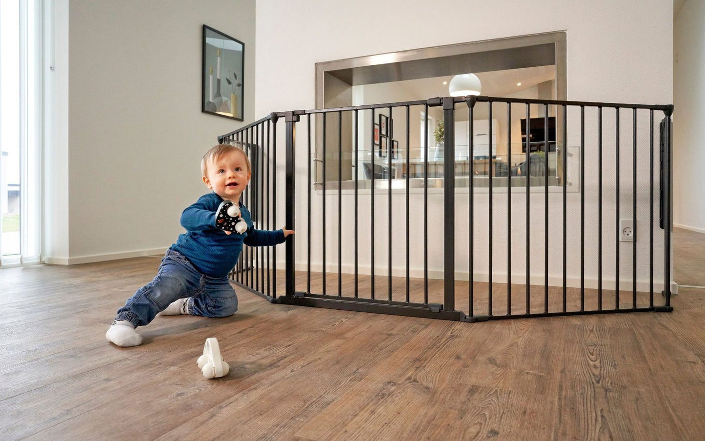 Playpen safety gate barrier for children and pets, 5 panels, 60 cm, metal, black, ECOTOYS