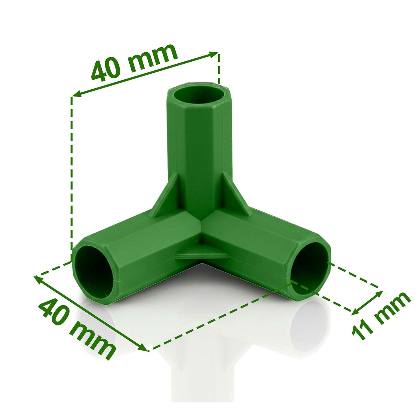 Pole Connectors for 11mm Stakes, Green, Set of 4