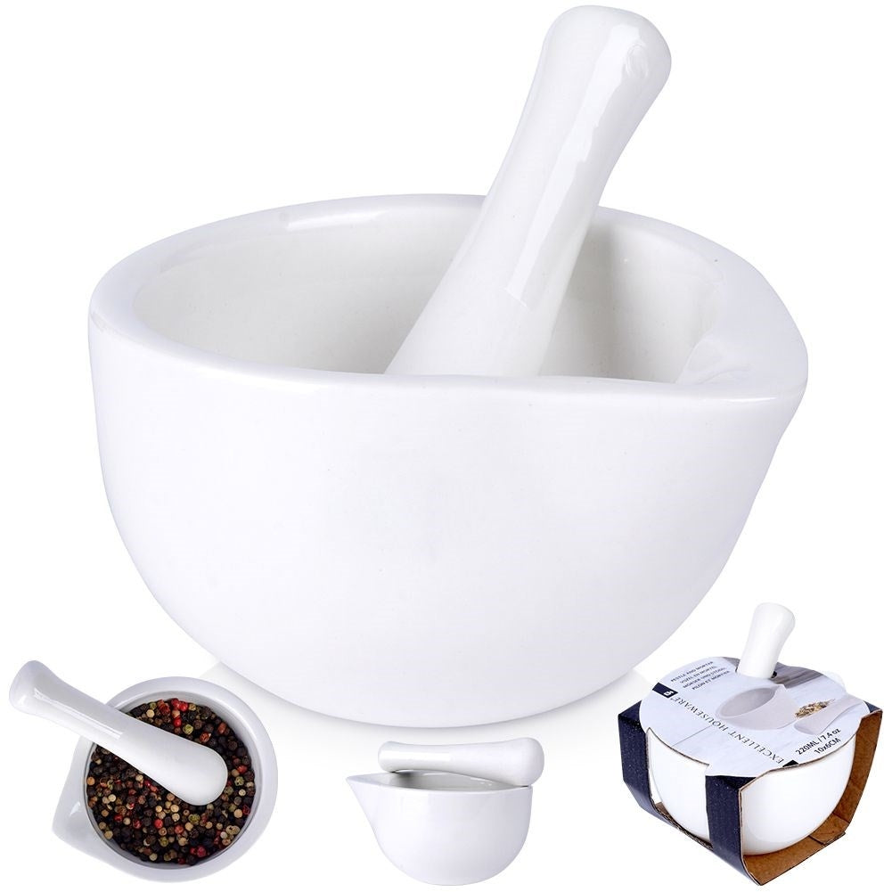 Porcelain mortar for crushing spices, herbs and nuts