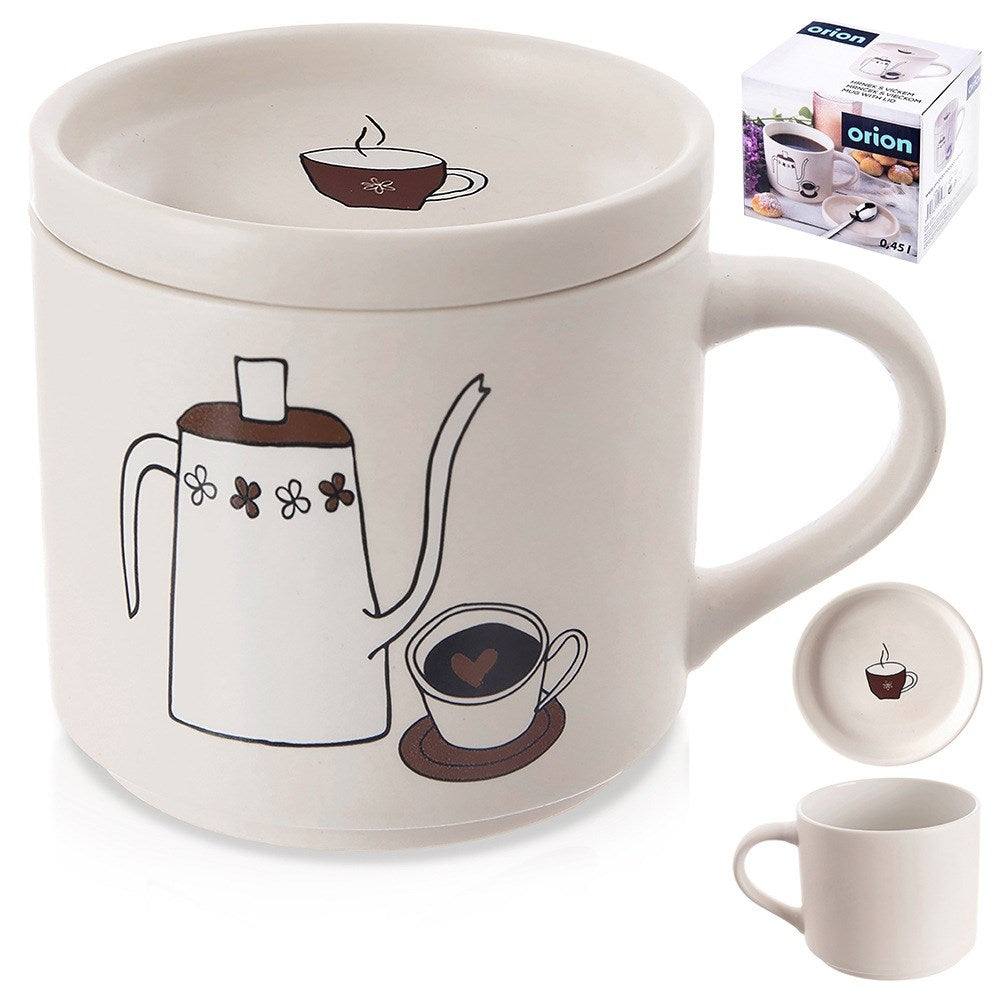 Porcelain mug with lid 420 ml