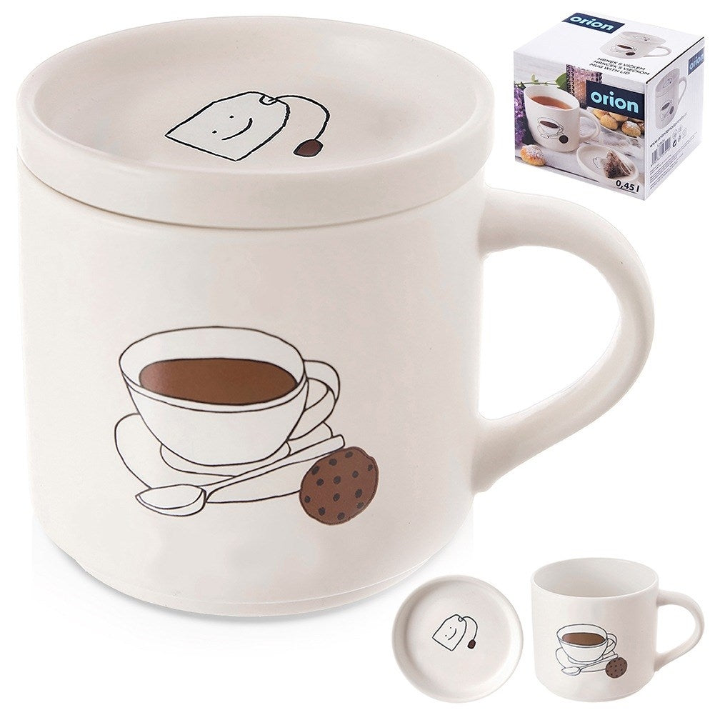 Porcelain mug with lid 420 ml