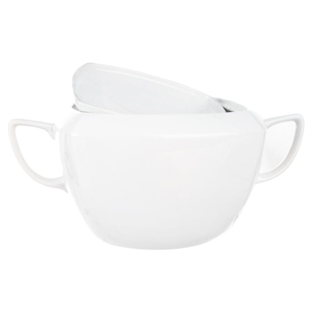 Porcelain vase with lid and handle for soups, classic design