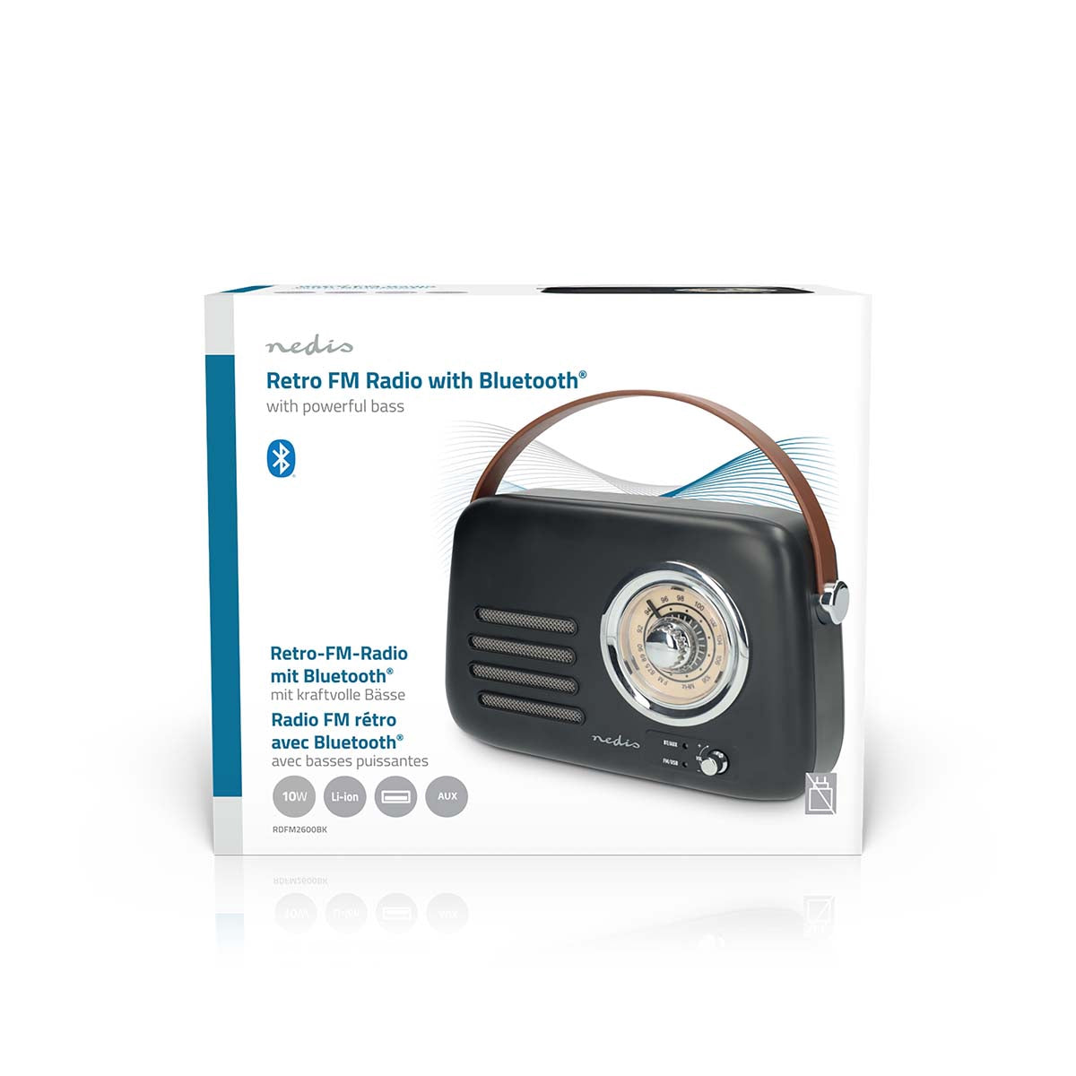 Portable Bluetooth FM Radio, Black, USB & Battery Powered