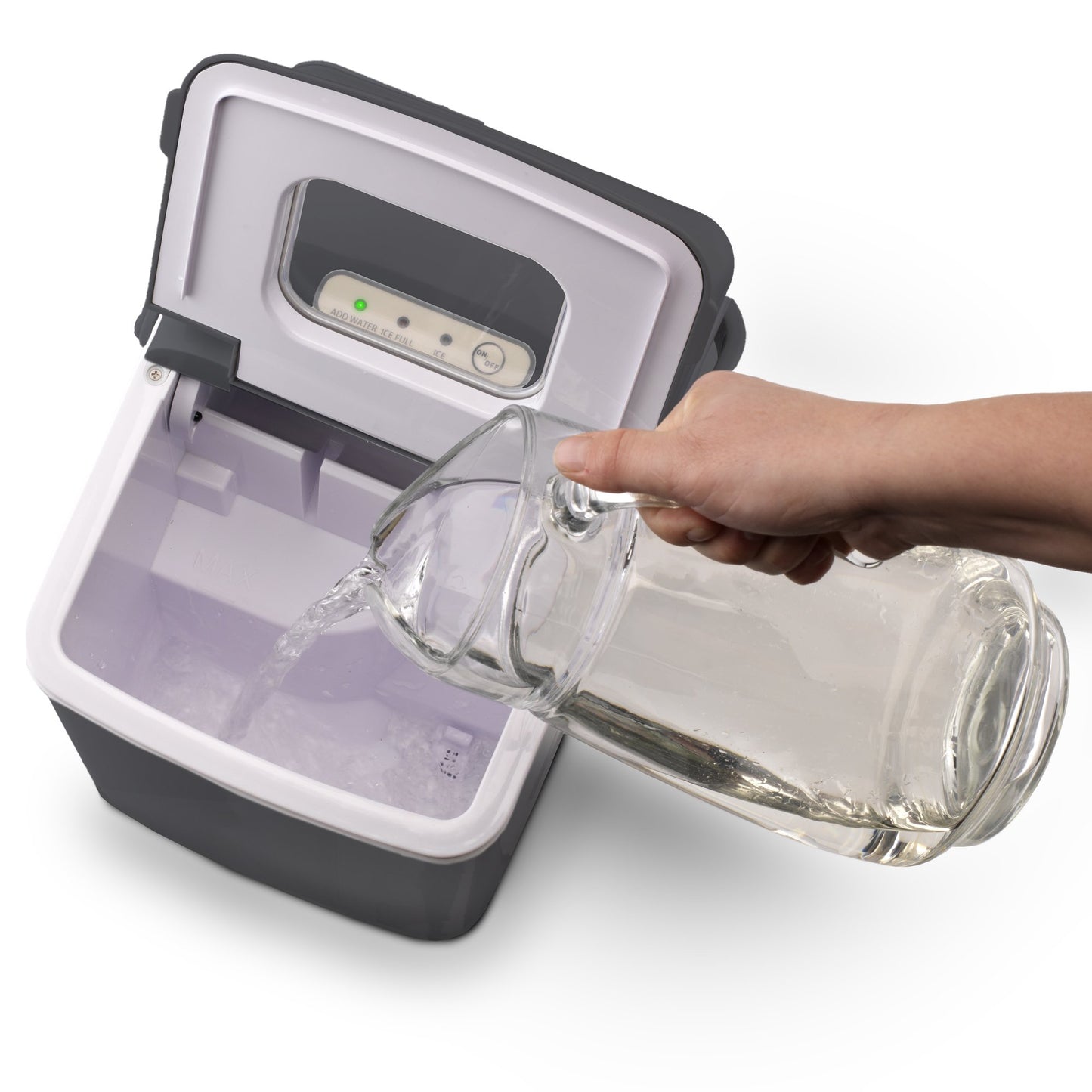 Portable Ice Cube Maker, 1.85L Capacity, Includes Scooper