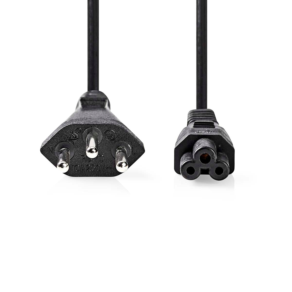 Power Cable | CH Type 12 | IEC-320-C5 | Straight | Straight | Nickel Plated | 2.00 m | Round | PVC | Black | Label