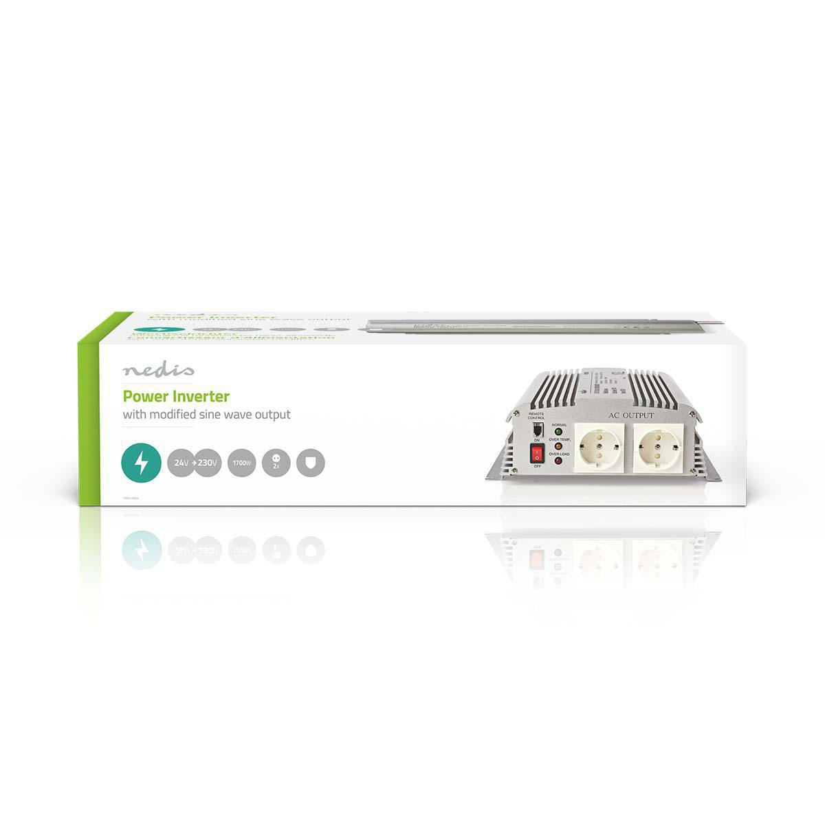 Power Inverter 24V DC to 230V AC, 1700W, Type F Plug