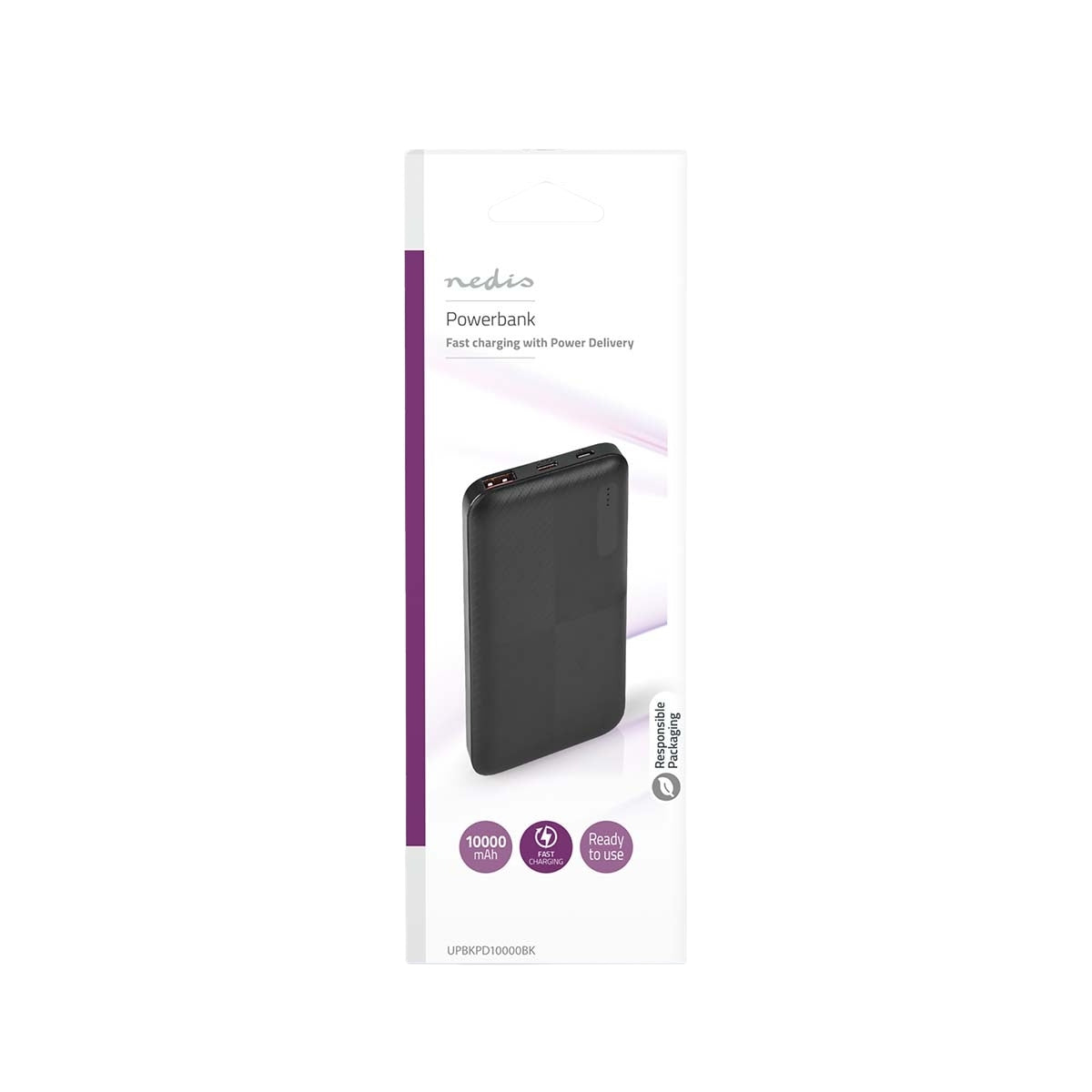 Power bank | 10000 mAh | 1.5 / 2.0 / 3.0 A | Number of outputs: 2 | Output connection: 1x USB-A / 1x USB-C™ | Input connection: 1x Micro USB / 1x USB-C™ | PD2.0 18W | Lithium polymer