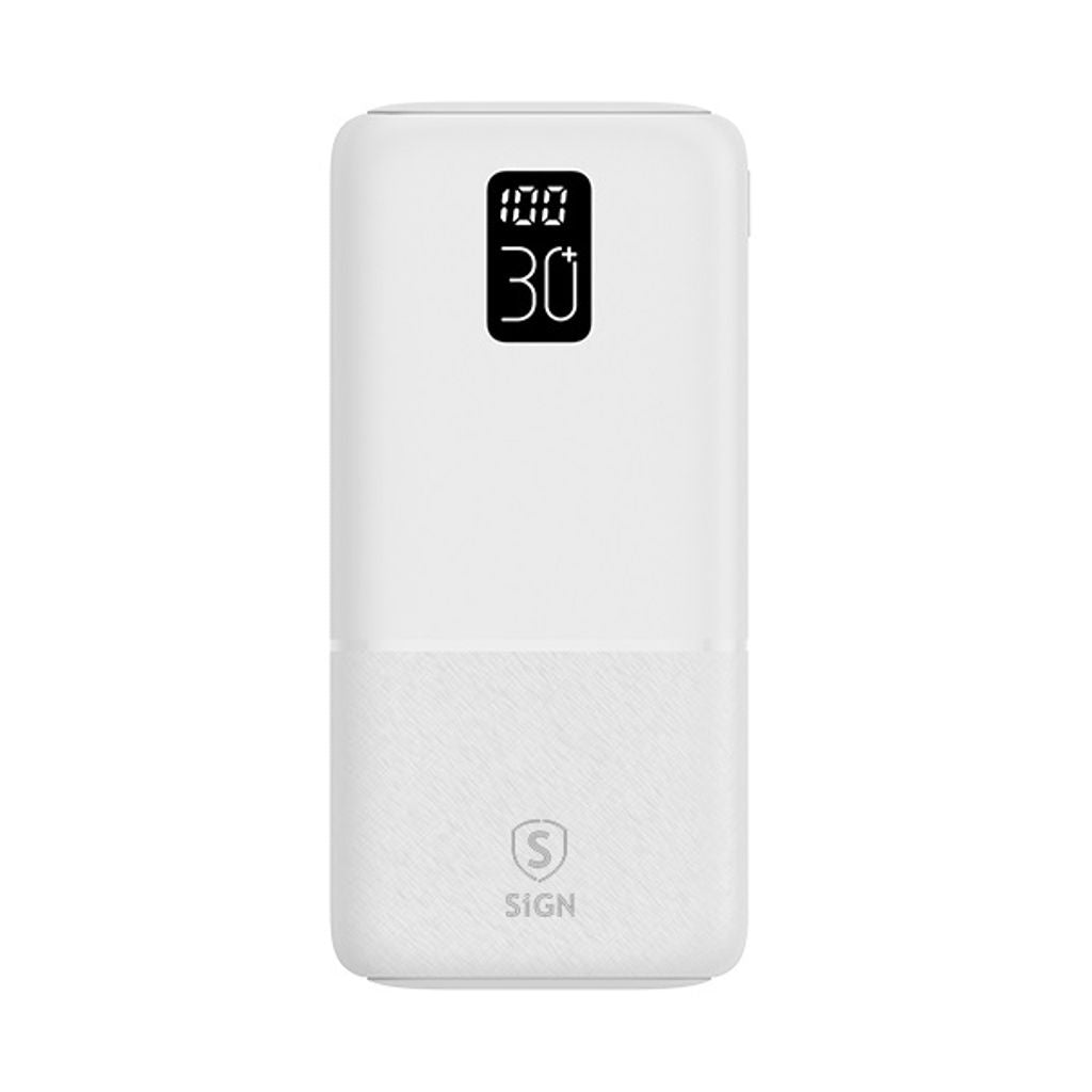 Powerbank 30,000mAh USB-C & USB-A - White