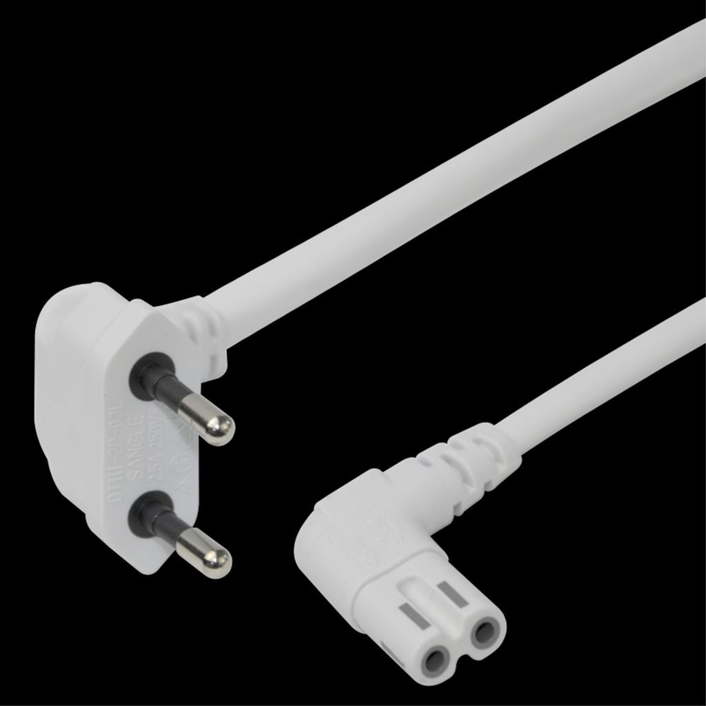Power cable CEE 7/16 - C7, angled, 1.5m - White