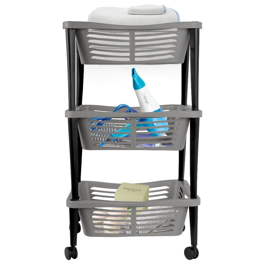 Practical 3-level shelf on wheels for home and workshop