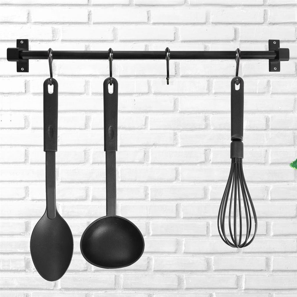 Practical black aluminum kitchen utensil hanger