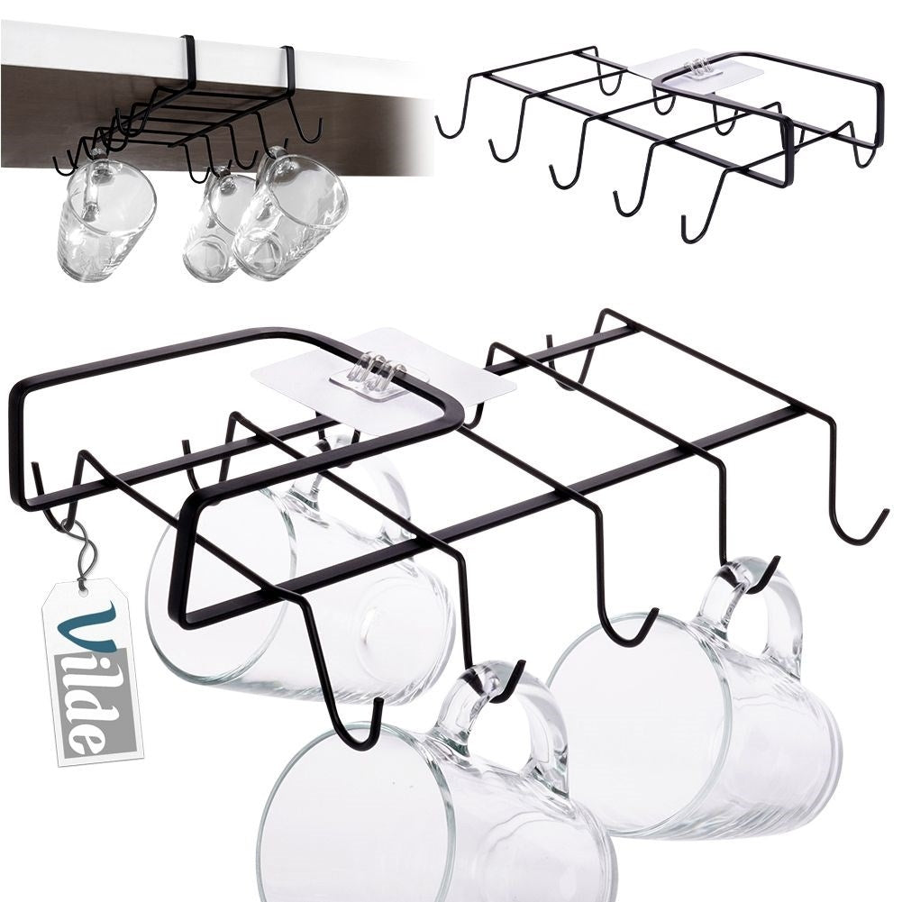 Practical black kitchen hanger for cups - easy installation