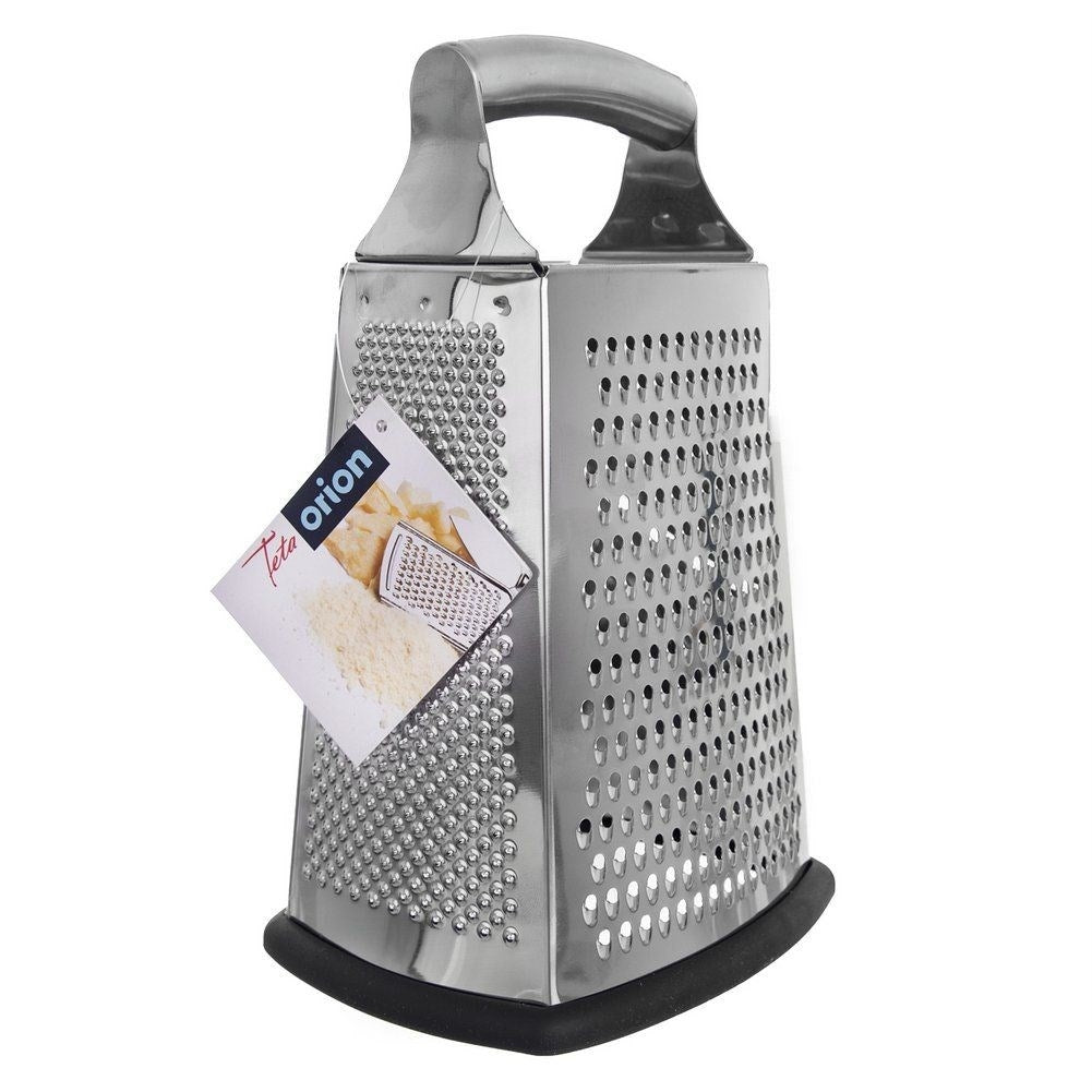 Practical grater with four blades and non-slip base