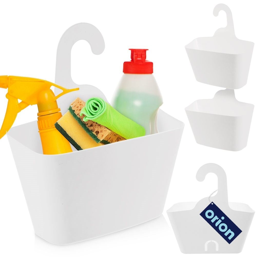 Practical hanging basket organizer in white plastic for order