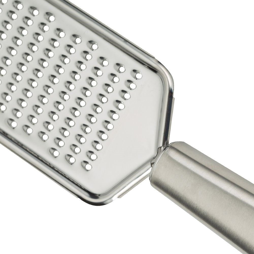 Practical kitchen grater in stainless steel with ergonomic handle