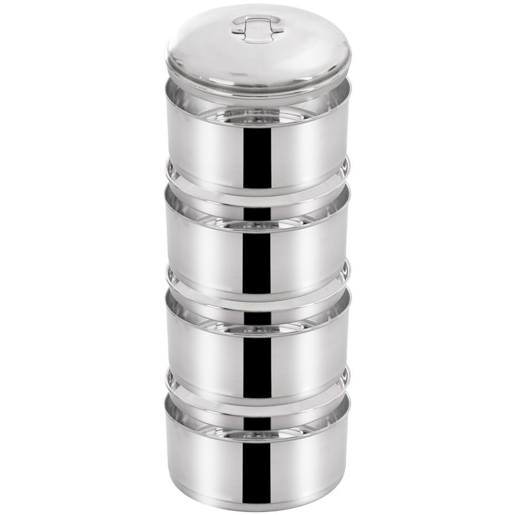 Practical lunch box with 4 containers in stainless steel