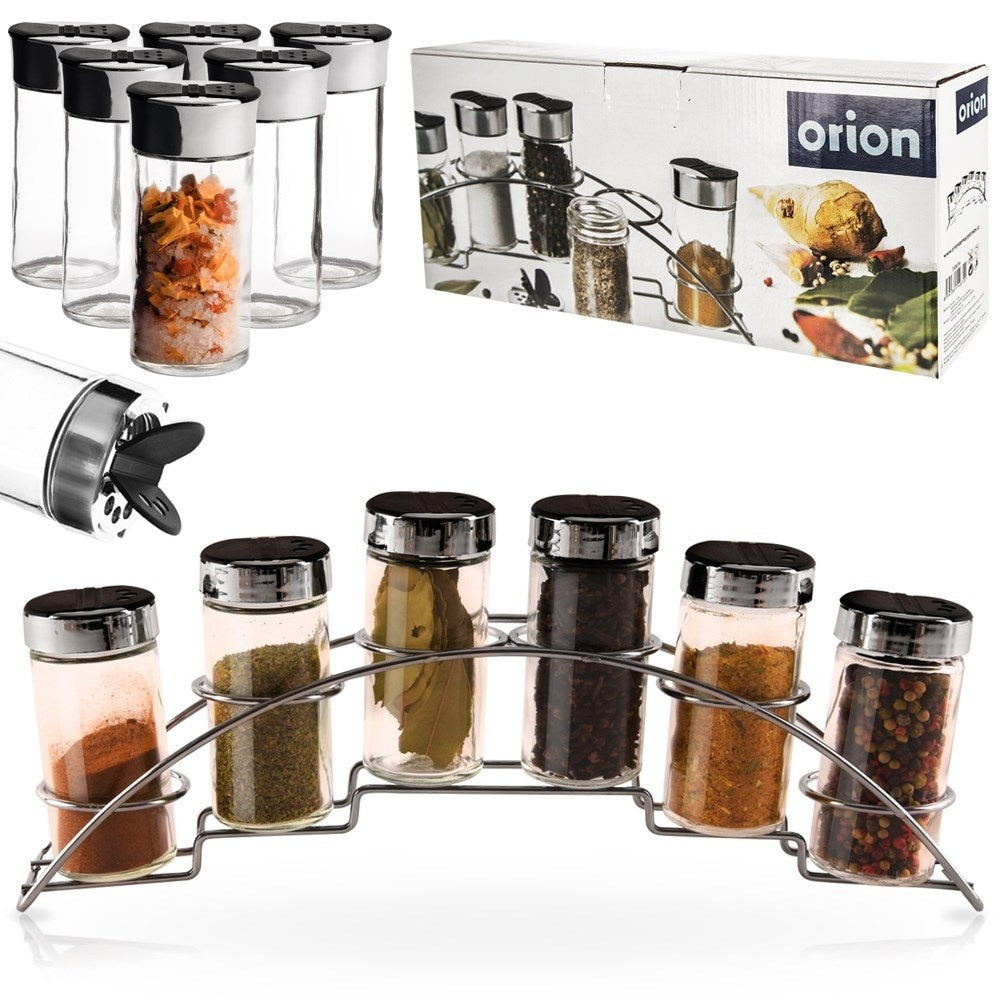Practical spice rack with 6 containers and rack
