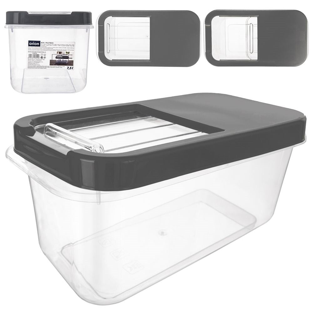 Practical storage box 7.5L with sliding lid, dishwasher safe