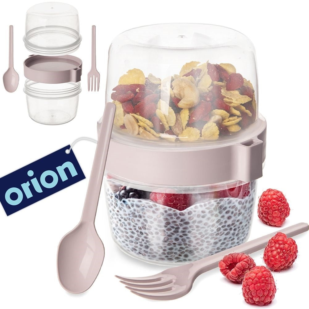 Practical yogurt container with lid and bowl for cereal