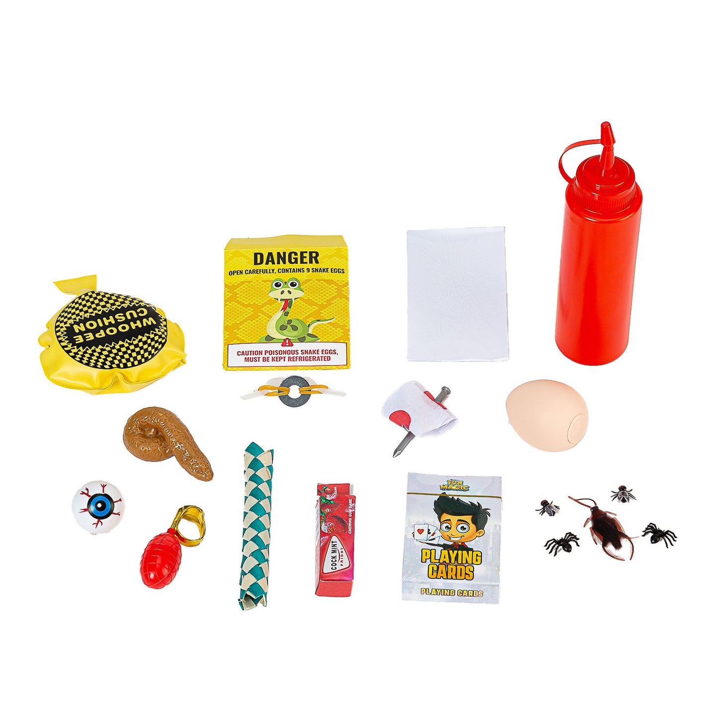 Prank Kit with Toy Bugs, Fart Pillow & More Fun Accessories