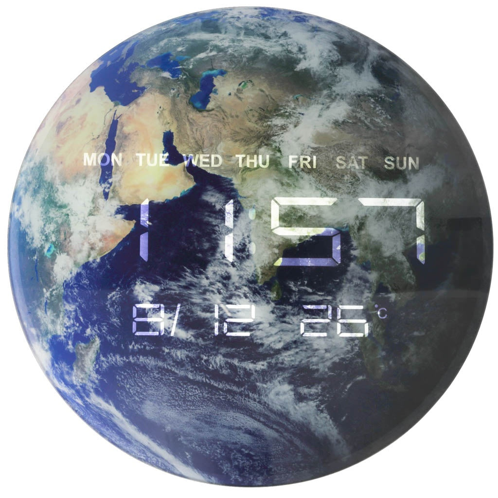 Price clock planet earth blue 32cm