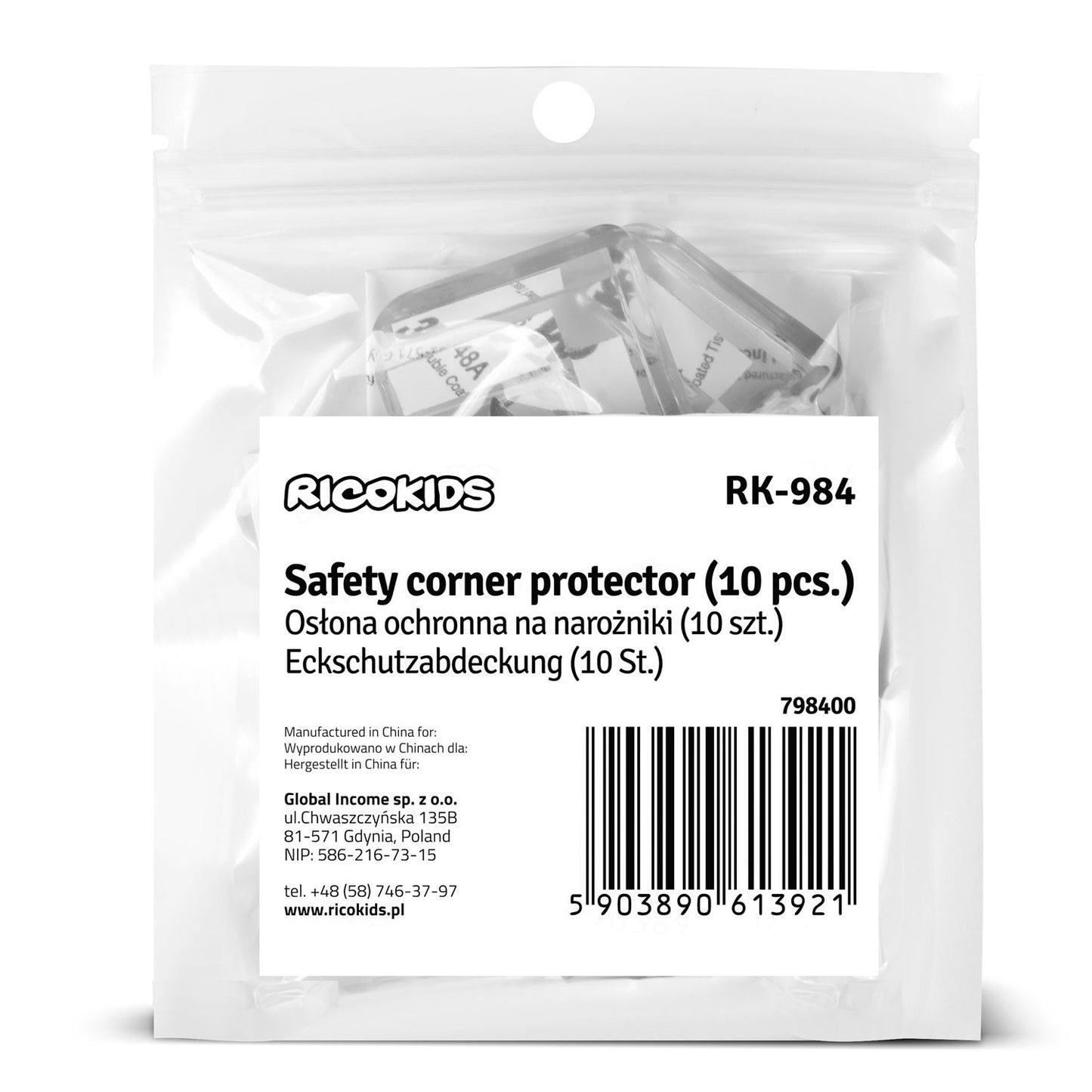 Protection for corners Ricokids 798400, 10 transparent