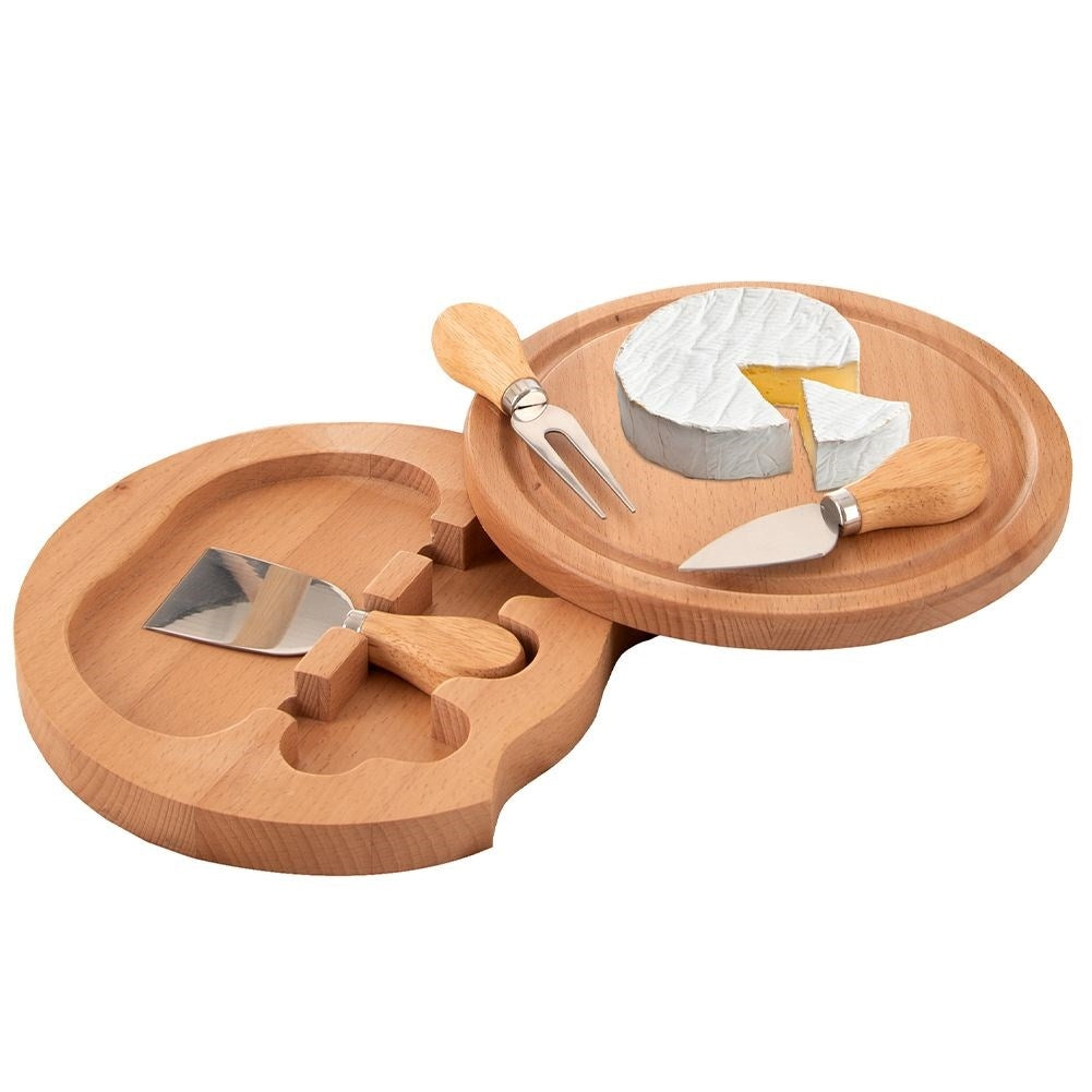Pull-out cheese tray with knives for easy serving