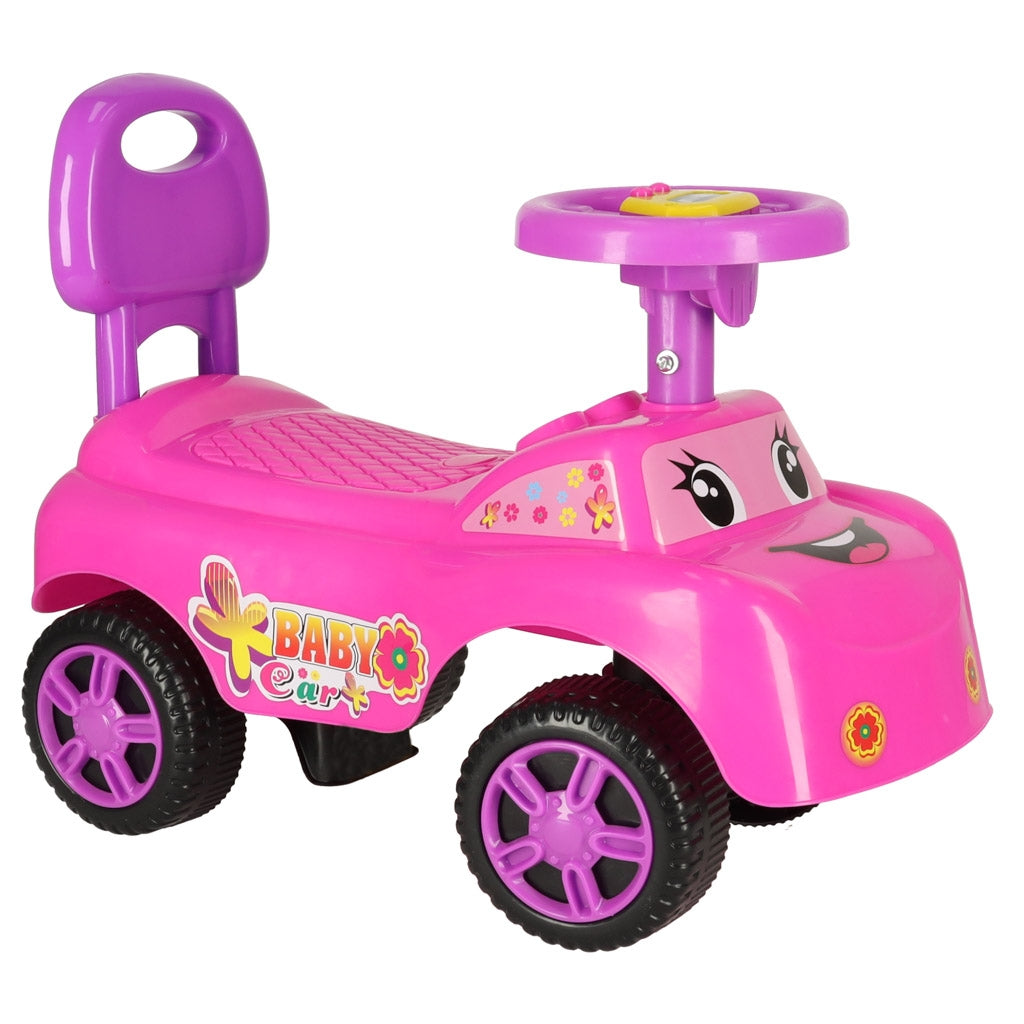 Pushchair car smiling with horn pink