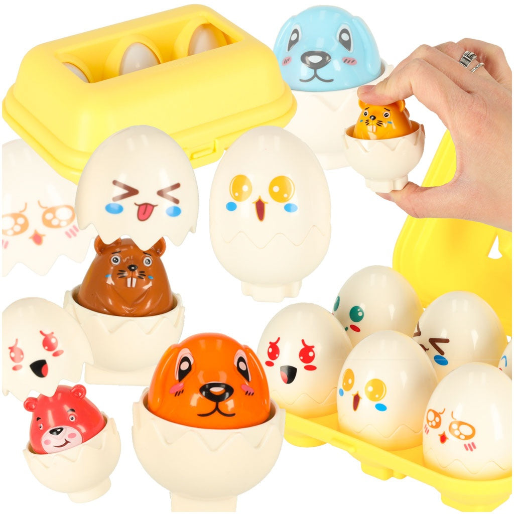 Puzzle egg blocks montessori animals 6 pcs.