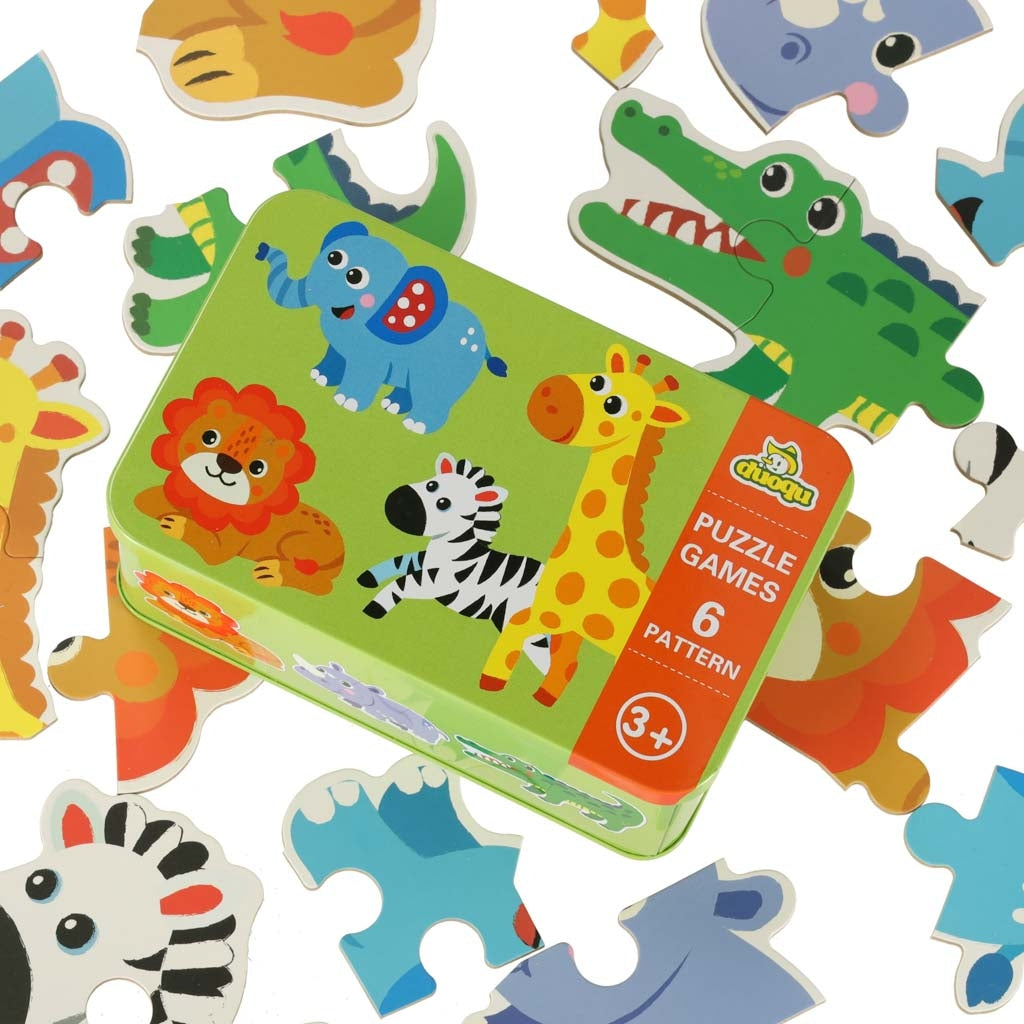 Puzzle in a tin safari animals 25 puzzles