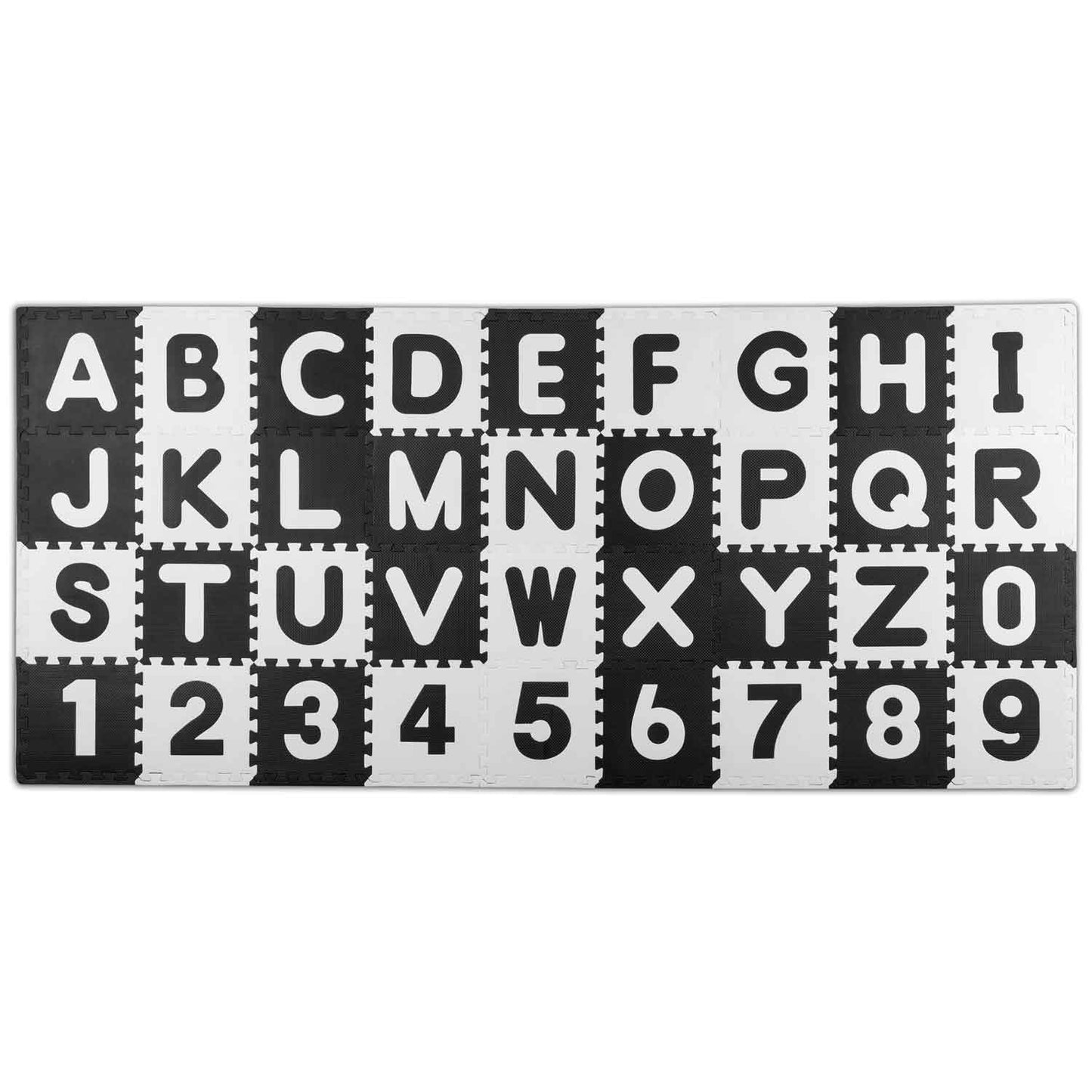 Puzzle mat with letters, black. 30x30 cm, 36 parts