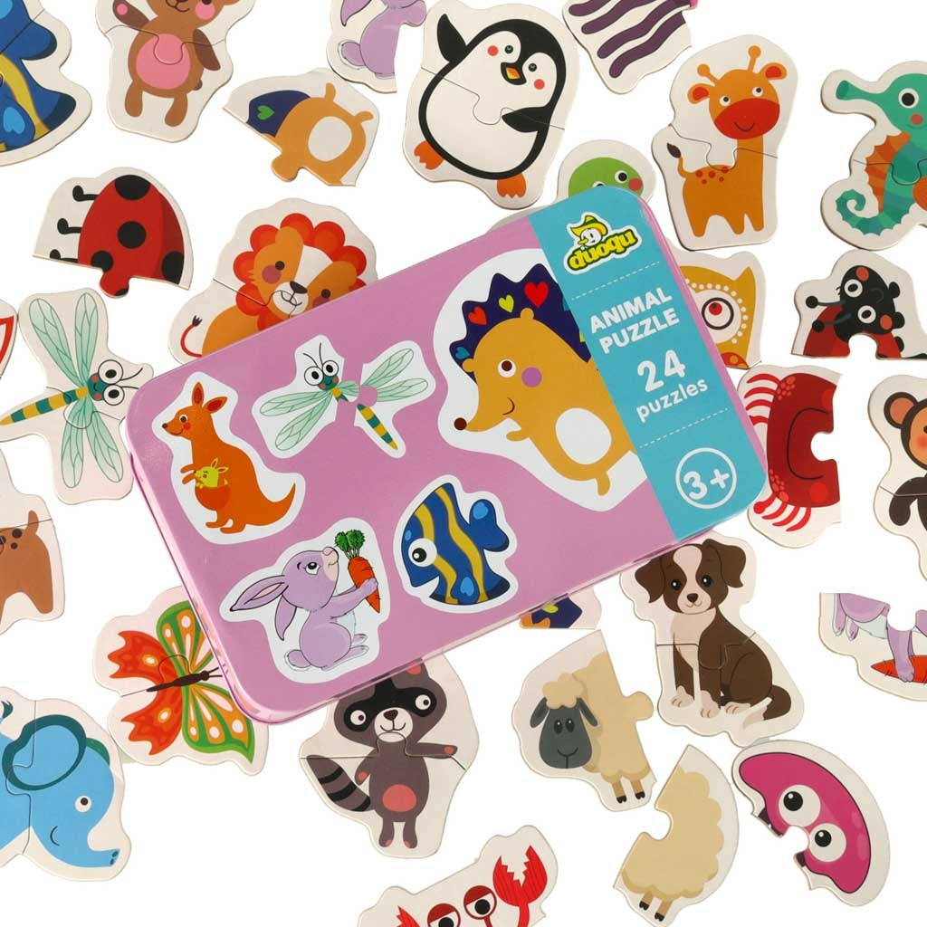 Puzzles in a can animals 24 puzzles
