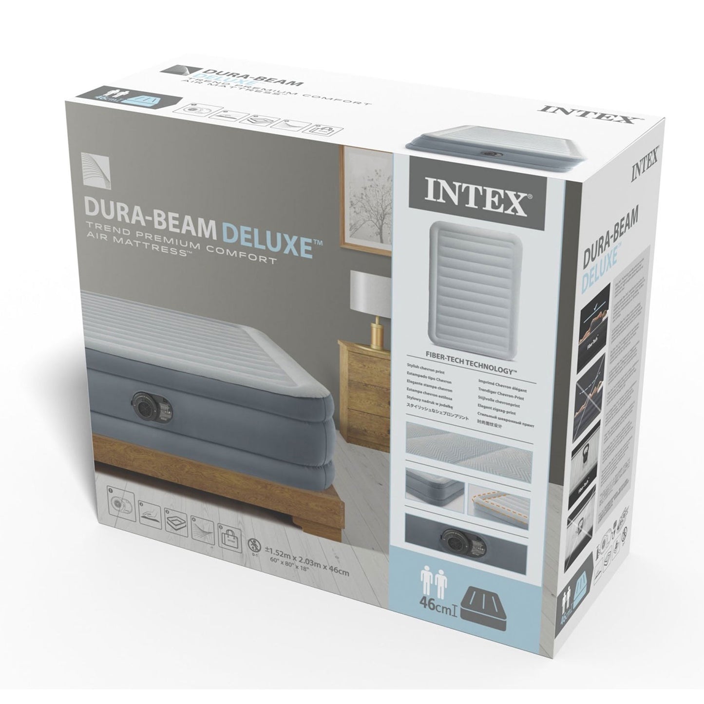 Queen Air Mattress with Built-In Electric Pump, 203x152x46 cm