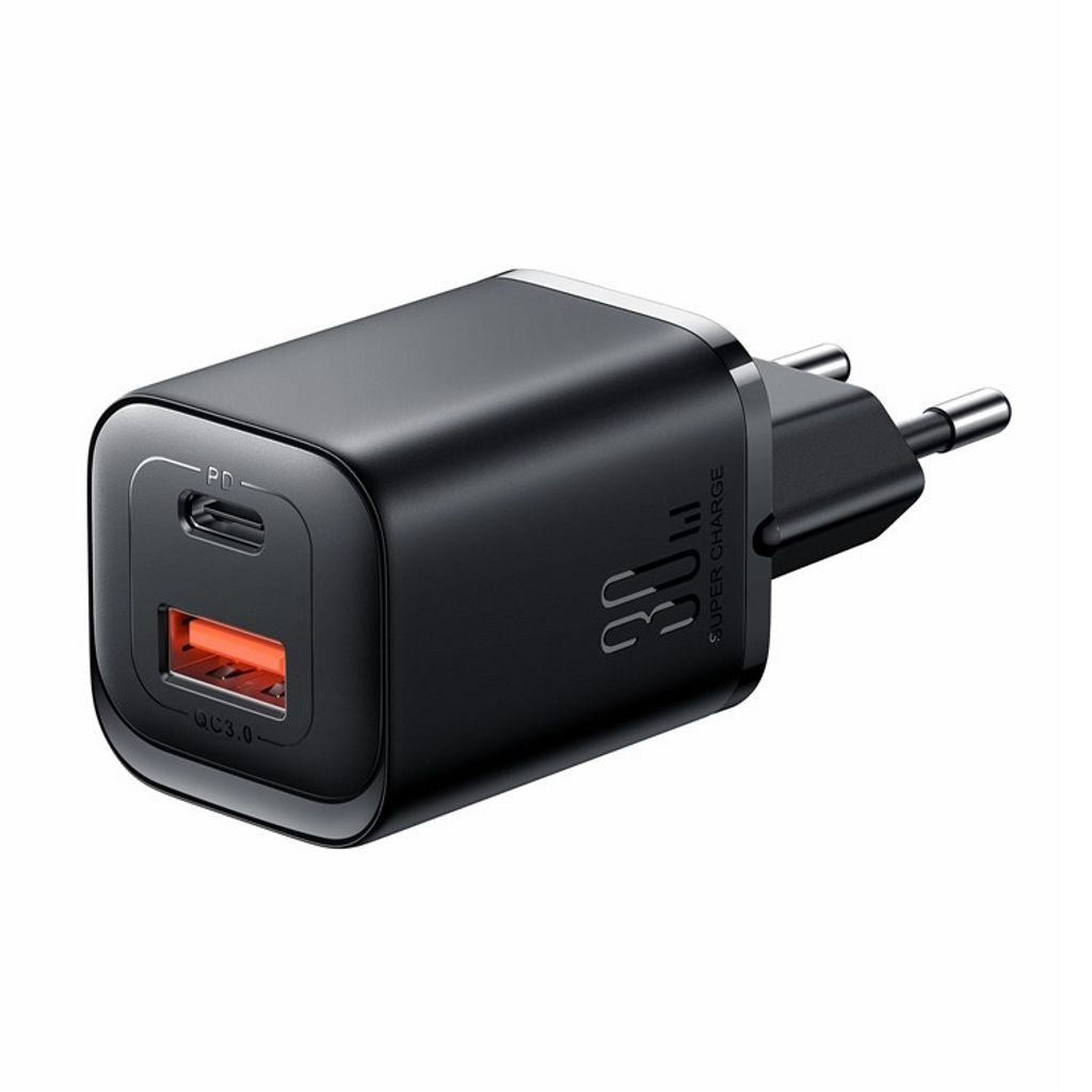 Quick Charger USB & USB-C, PD & Q.C 3.0, 3A, 30W - Black