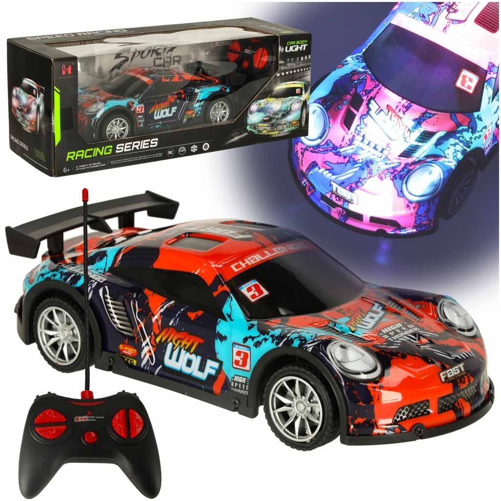 RC sports car blue and red