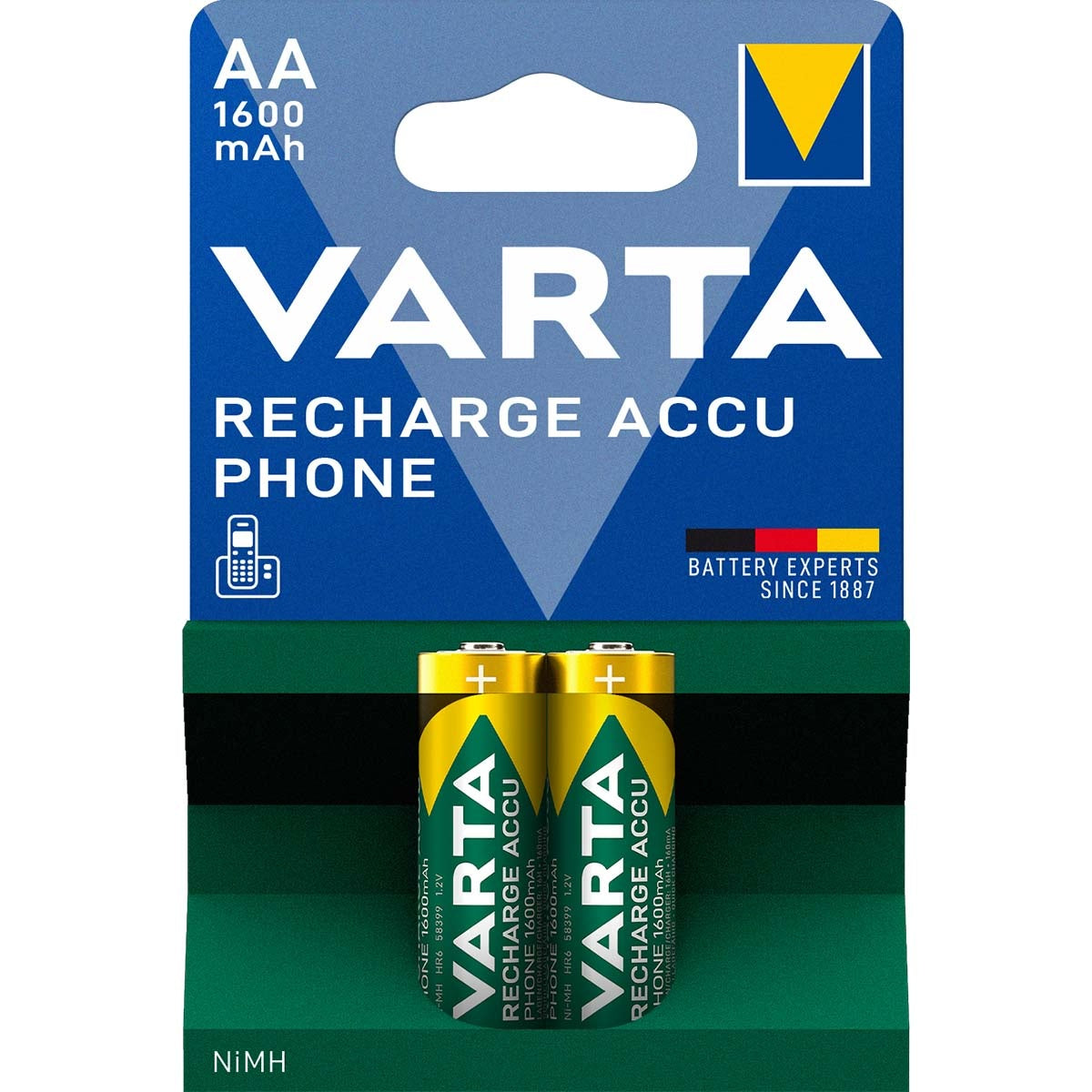 Rechargeable Ni-MH battery AA | 1.2 V DC | 1600 mAh | 2-Blister card