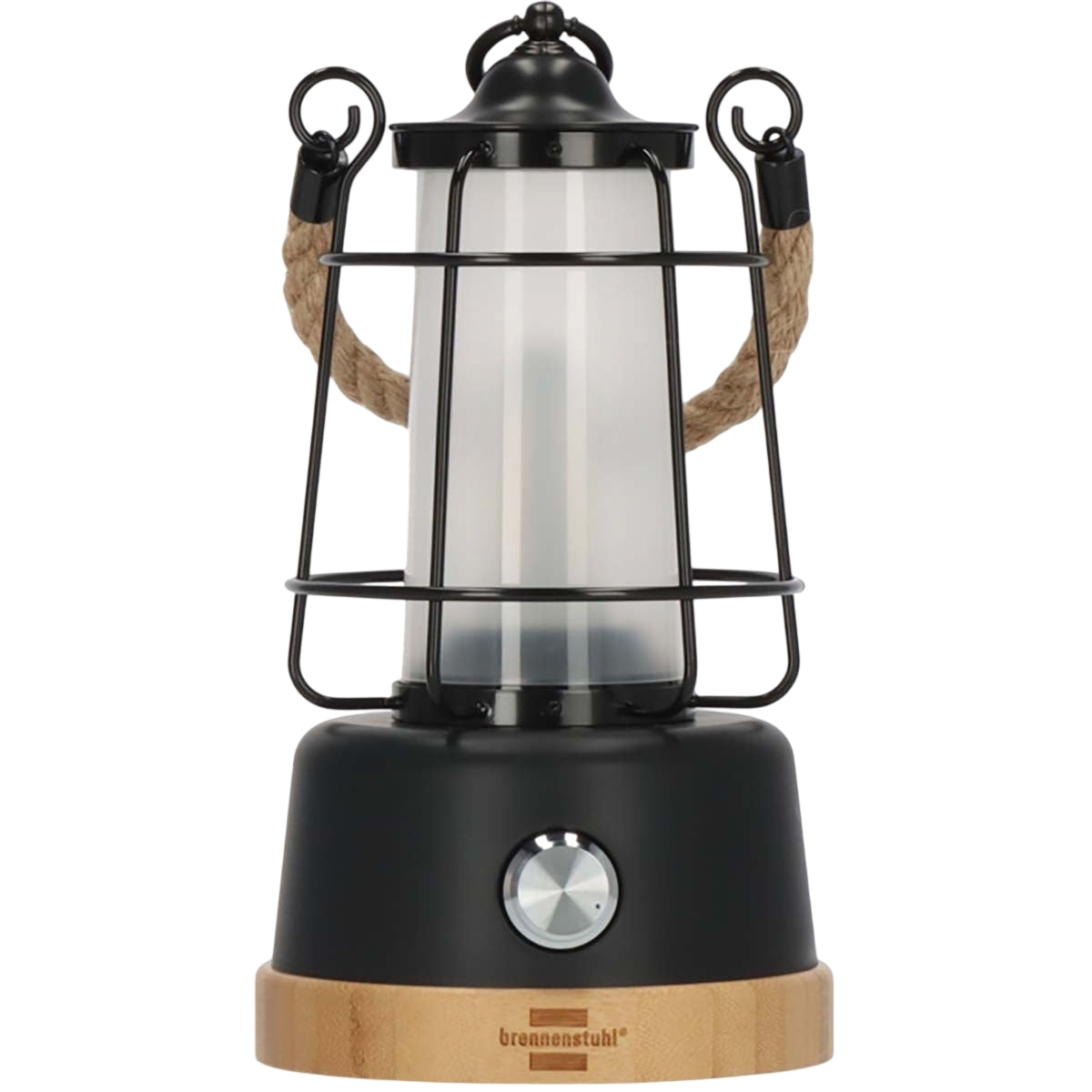 Rechargeable camping lamp CAL 1 with hemp rope and bamboo base (370 lm, IP44, burning time up to 75h, dimmable, adjustable light color)