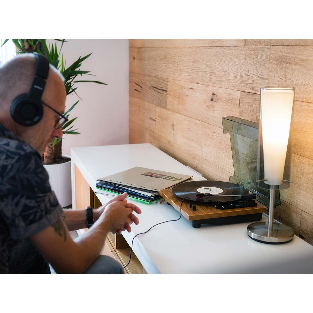 Record Player with Speakers, Wood Finish, 33/45 RPM
