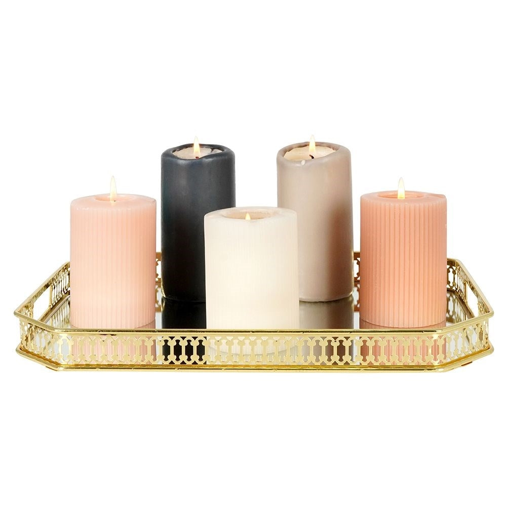 Rectangular Mirror Tray for Candles - 35.5x25 cm Gold