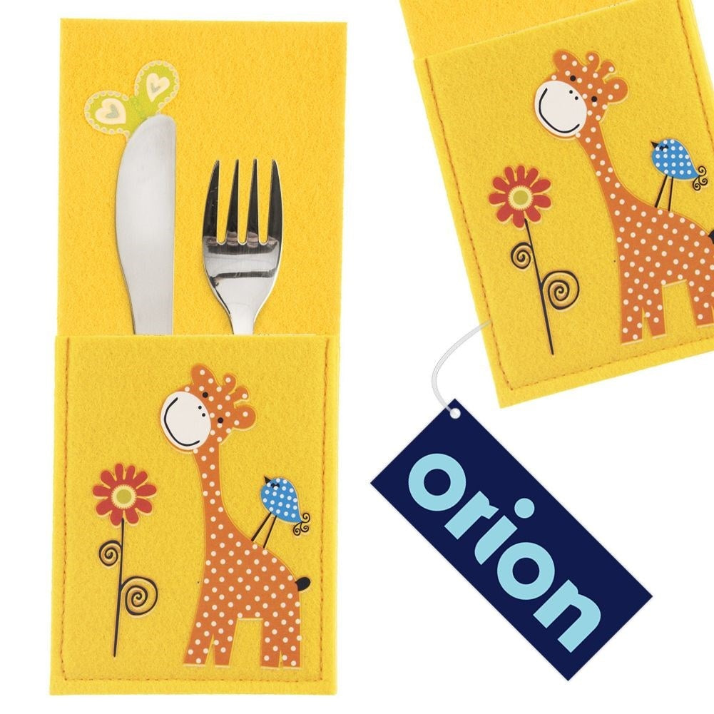 Rectangular felt cutlery case with a cute giraffe motif