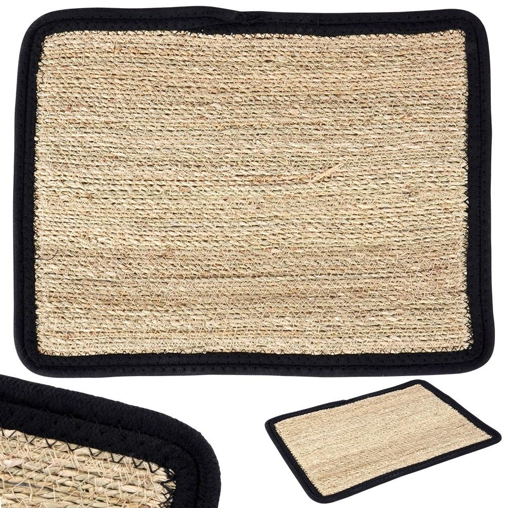 Rectangular kitchen mat in plaited seaweed