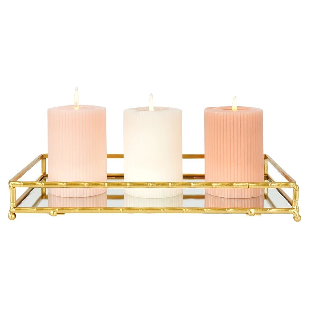 Rectangular mirror tray 30.5x17 cm in gold and mirror glass