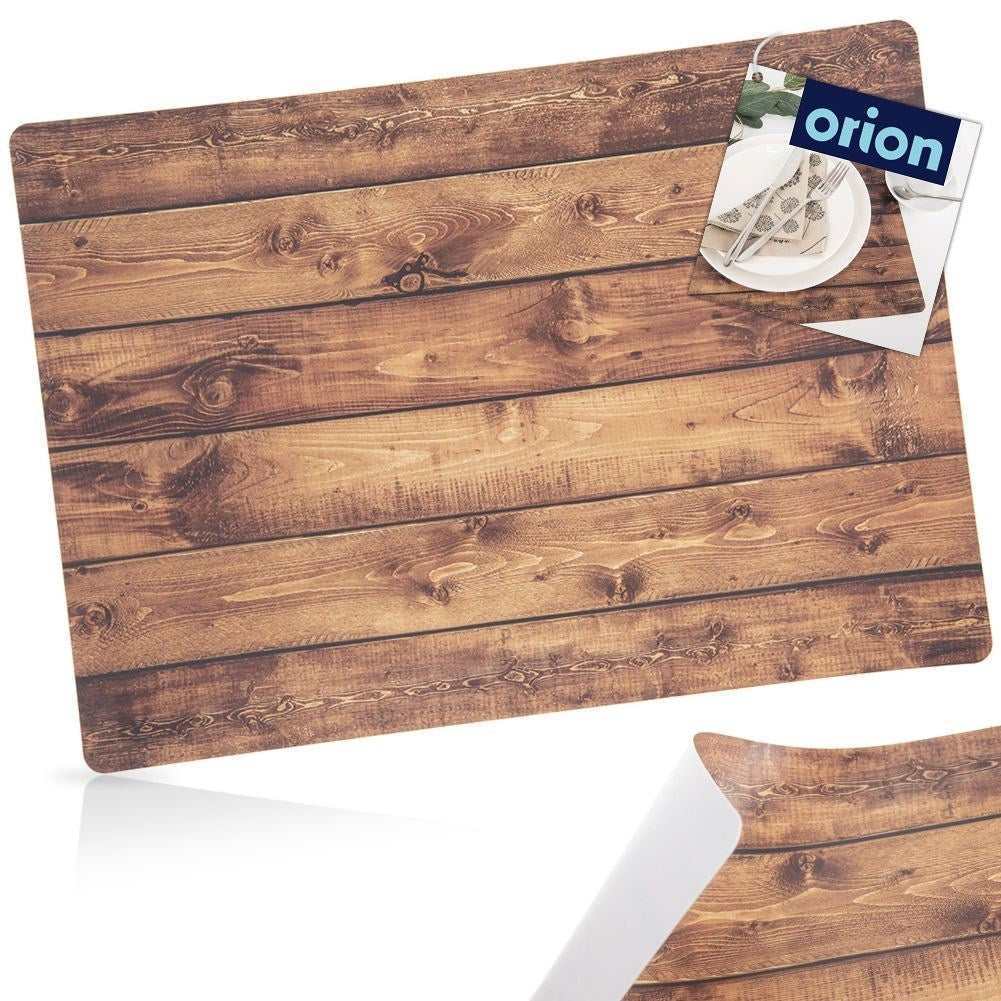 Rectangular plastic kitchen mat with wood imitation for stylish table setting