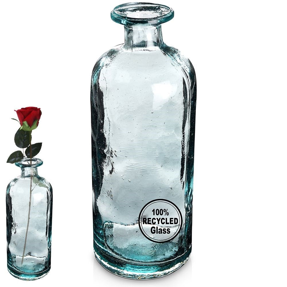 Recycled blue glass vase for fresh and artificial flowers