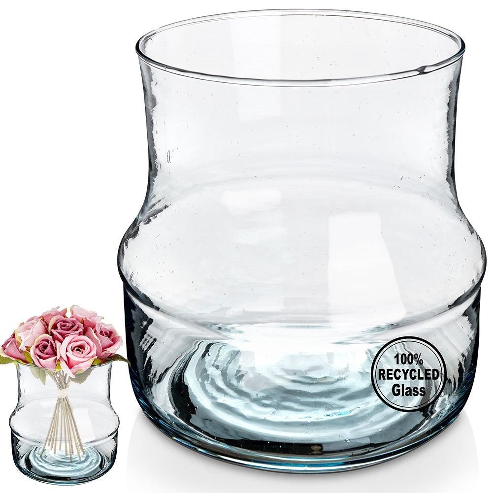Recycled blue glass vase for fresh and artificial flowers