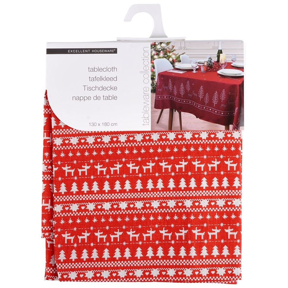 Red Cloth with Christmas decorations 130x180 cm