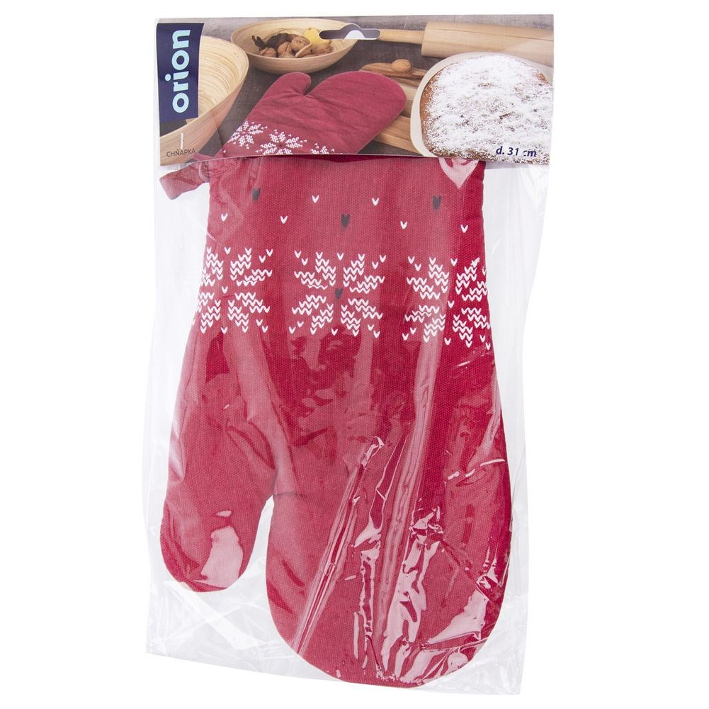 Red cotton oven glove 31 cm