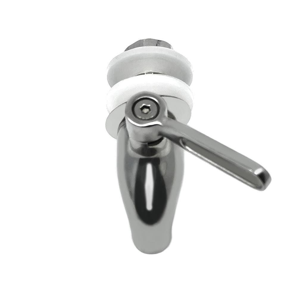 Replaceable tap for cans, steel, robust with gaskets.
