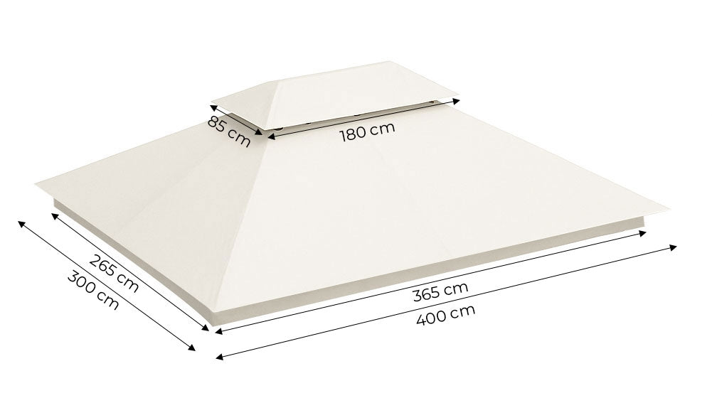 Replacement Roof for Garden Pavilion 3x4 m Waterproof with Ventilation Opening Beige MultiGarden